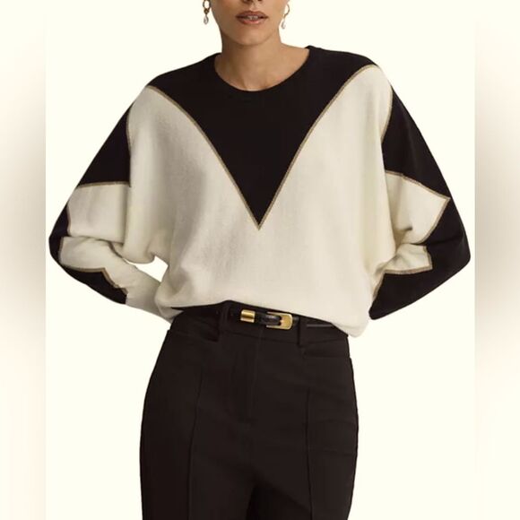 Reiss Sweaters - Reiss NWOT Sydney Patterned Crewneck sweater cashmere wool blend knit size M